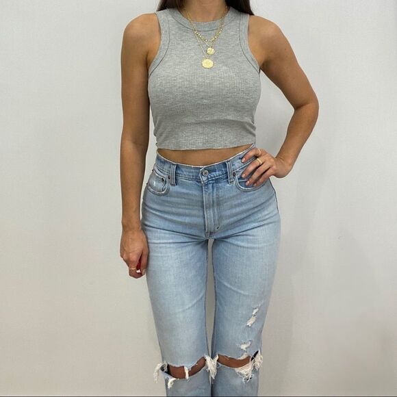 NWT Anthropologie Grey Crop Top Tank - Picture 5 of 6